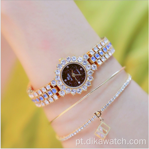 Venda quente BS FA1580 de luxo direto da fábrica para senhoras de diamantes completos, relógios de pulso com pulseira de aço de alta qualidade